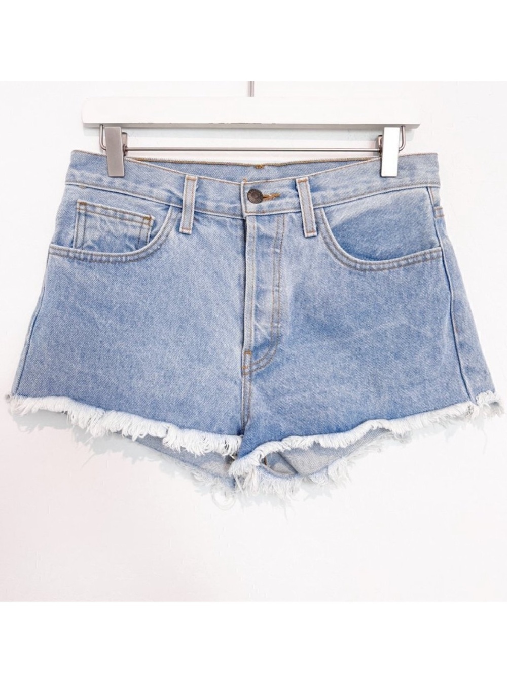 John Galt Shorts Size Medium Blue Brandy Melville Button Fly Frayed Retro Summer